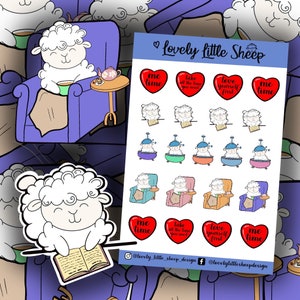 Op de afbeelding: Een set van 10 stickers met schattige schaapillustraties met motiverende boodschappen zoals "me time" en "love yourself first". De stickers zijn perfect om een vleugje whimsy toe te voegen aan planners, dagboeken, laptops en meer.
