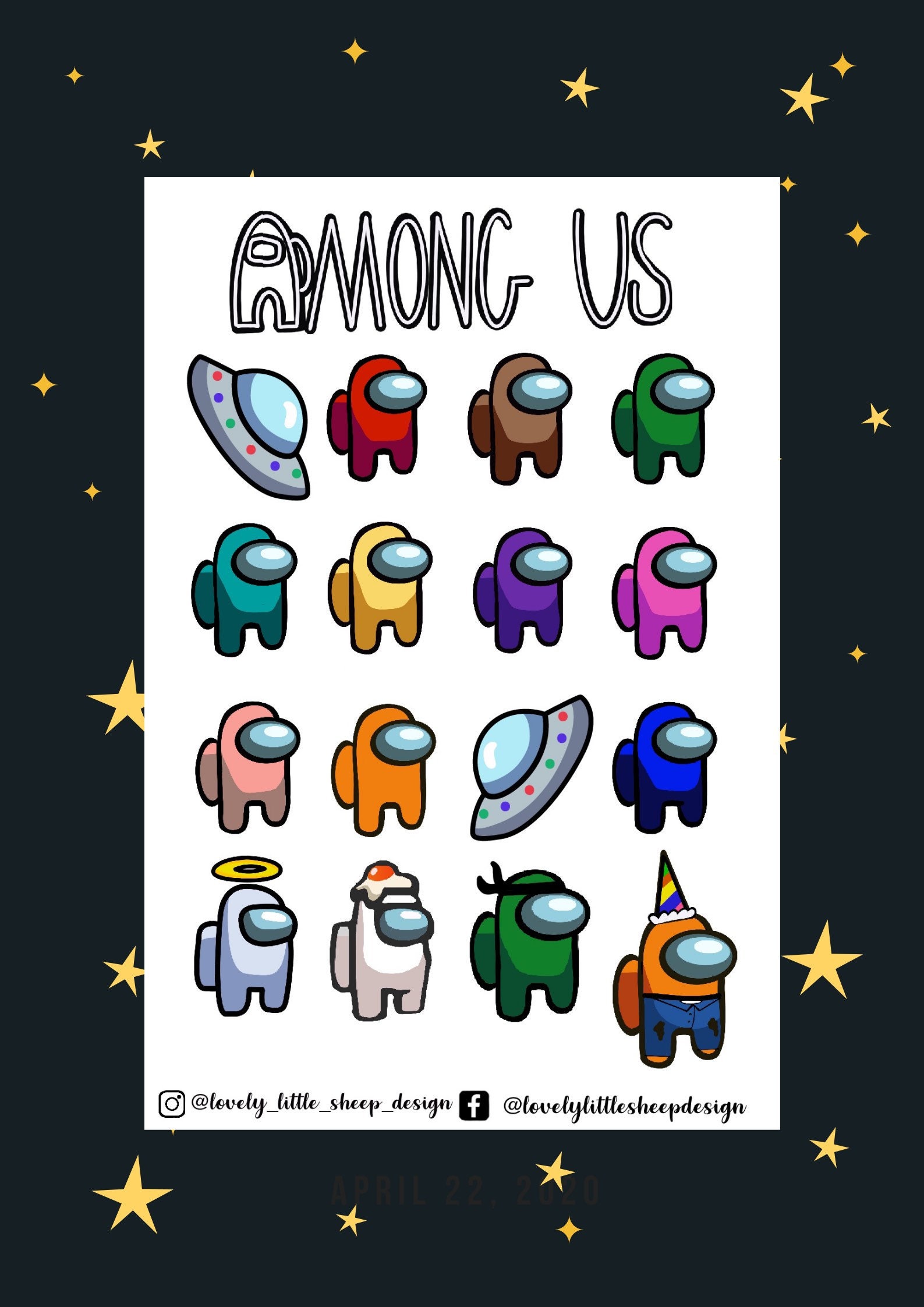 dat is alles Meevoelen Toepassing Among Us Game Stickers Space Gaming Set Galaxy Imposter - Etsy