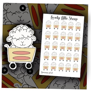 Einkaufssticker B, boodschappen, wagen, boodschappen lijst, winkelen, einkaufsliste, plannen, plannen, planer, journal, niedlicher sticker