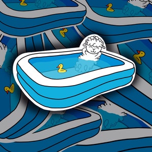 Woolly Sticker swimming pool set, zwembad, zwemmen, cute stickers, zomer, warm, water, schaap, opblaasbaar zwembad, water schaap, zomertijd