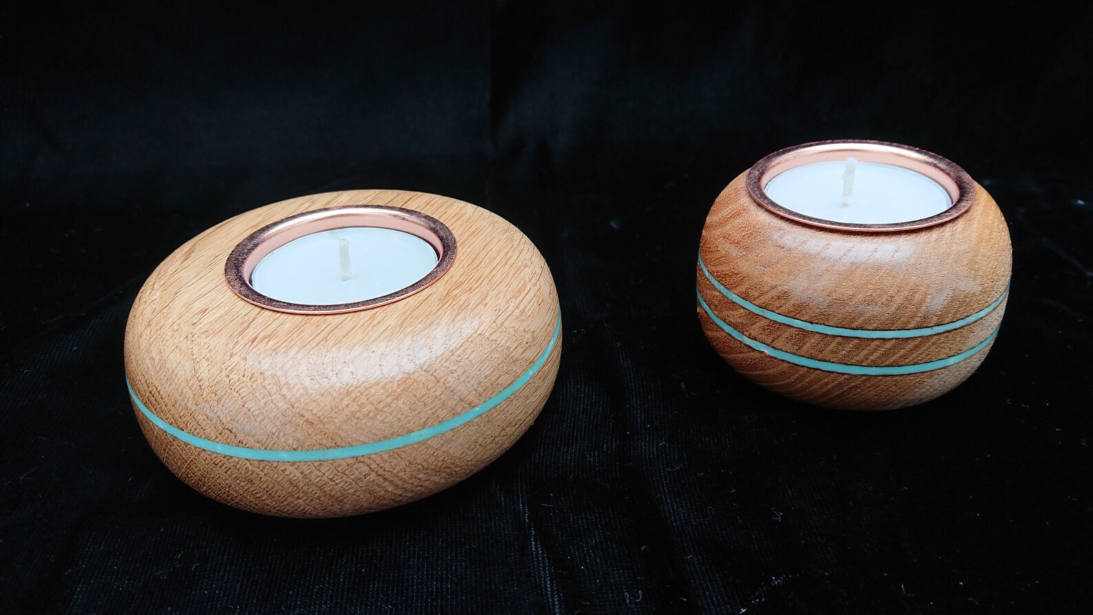 Hand turned wooden tea light holders Etsy
