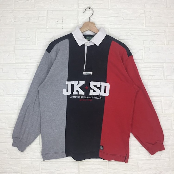 Vintage Jumping Kids Button Down sweatshirt Large