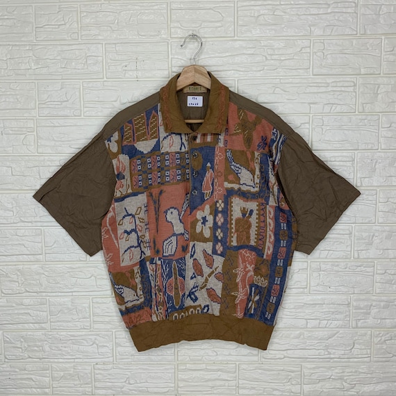 Vintage 80s Art Polo Tee L Size
