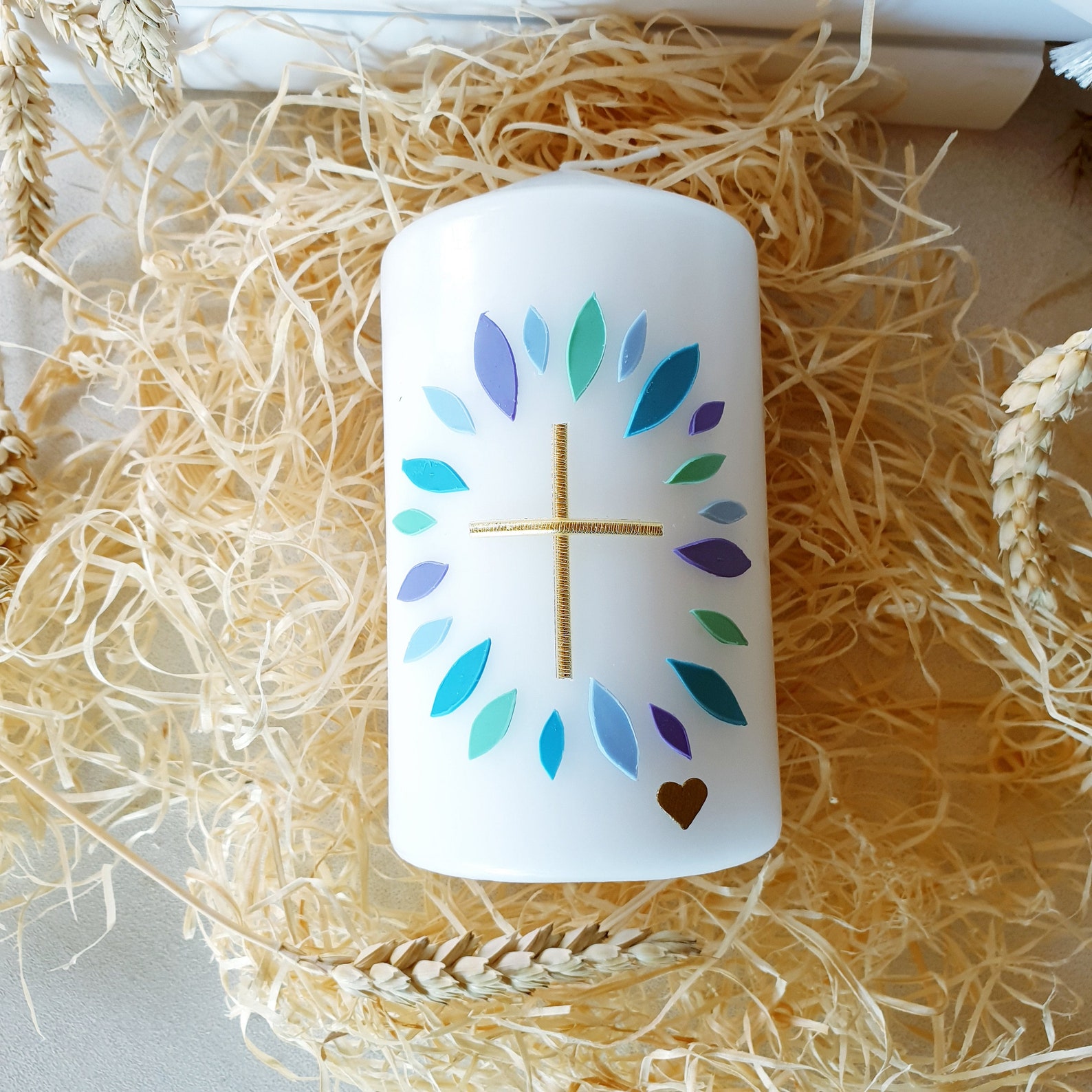 Prayer Candle BLUE Candle Baptism Candle Wax Decoration Silent Etsy