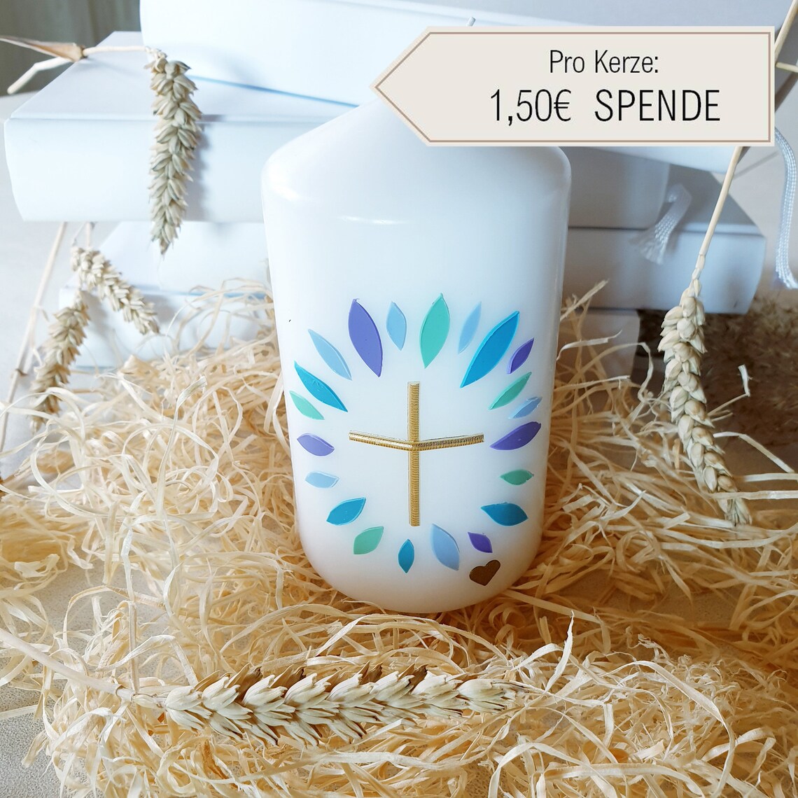 Prayer Candle BLUE Candle Baptism Candle Wax Decoration Silent Etsy