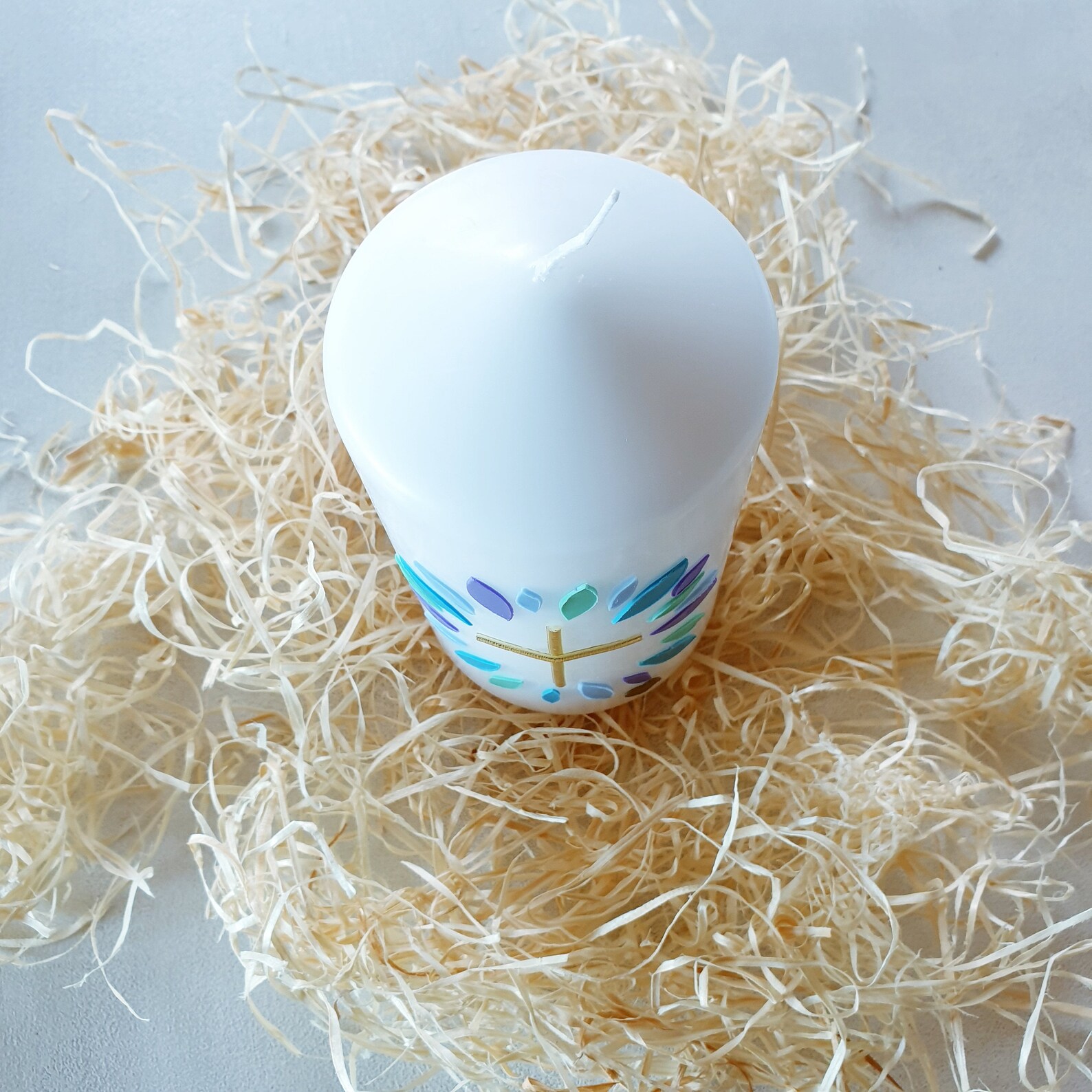 Prayer Candle BLUE Candle Baptism Candle Wax Decoration Silent Etsy