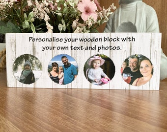 Personalised Photo Block 11x4" Wooden Picture Any Image Family Memories Keepsake Birthday Anniversary Christmas Gift Custom Handmade Plaque