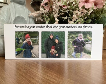 Personalised Photo Block 11x4" Wooden Picture Any Image Family Memories Keepsake Birthday Anniversary Christmas Gift Custom Handmade Plaque