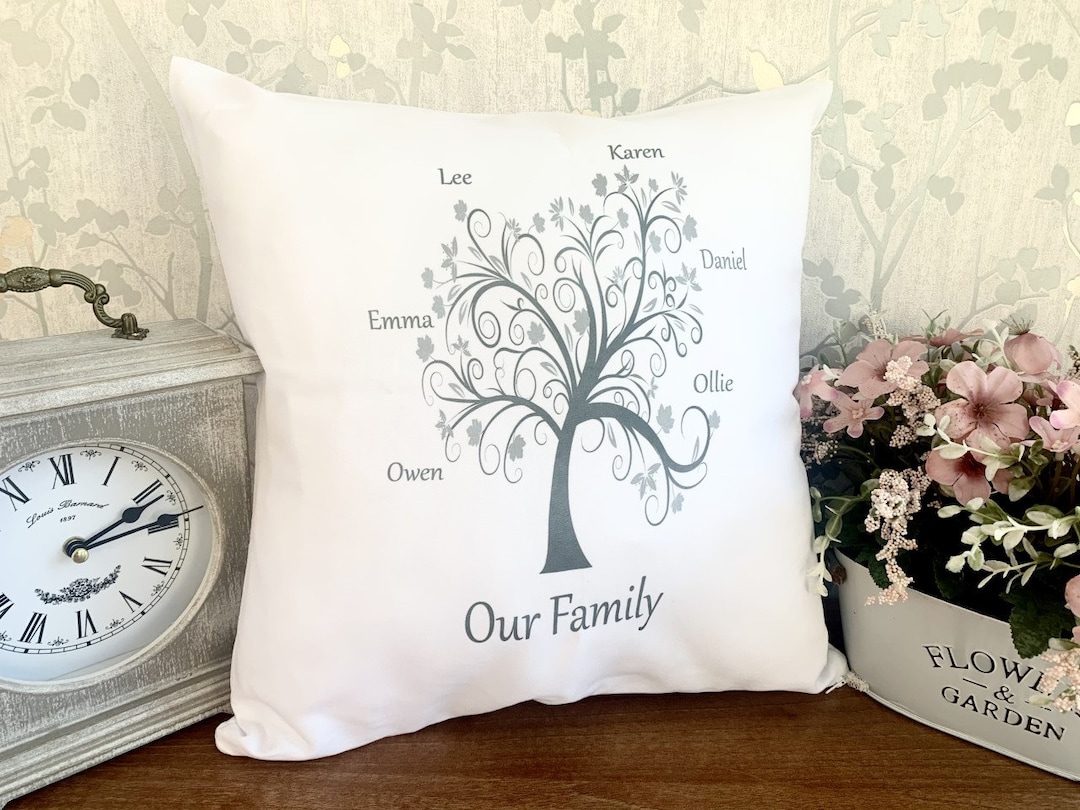 Personalised Cushion Family Tree Memories Keepsake Birthday Etsy