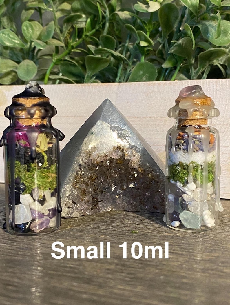 Custom Dry Herb Spell Jar: Crystals, Herbs, and Flowers Small Spell Jar 10ml