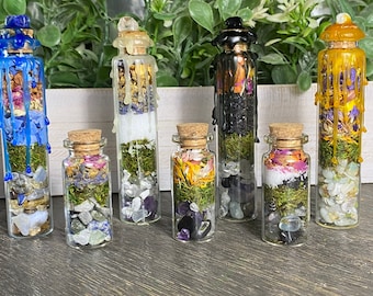 Custom Dry Herb Spell Jar: Crystals, Herbs, and Flowers