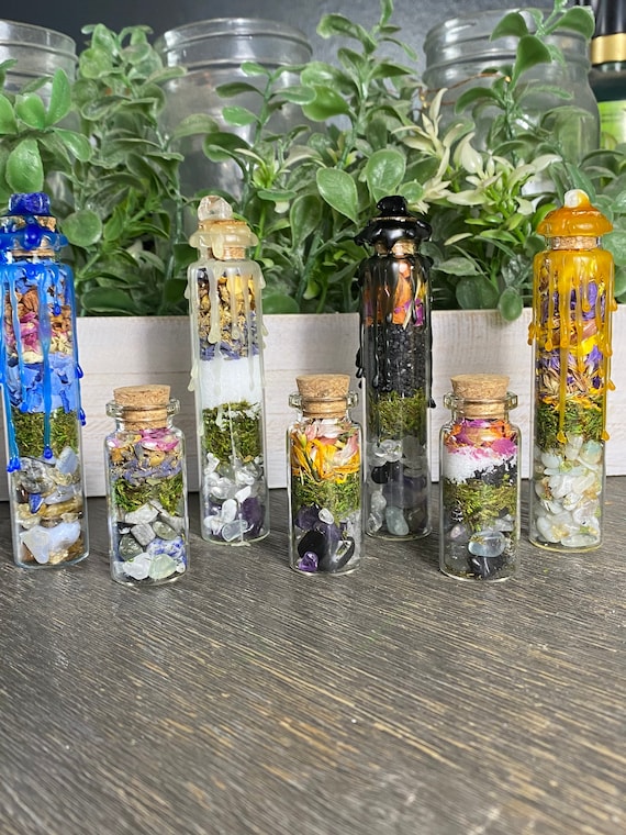 Custom Dry Herb Spell Jar: Crystals, Herbs, and Flowers