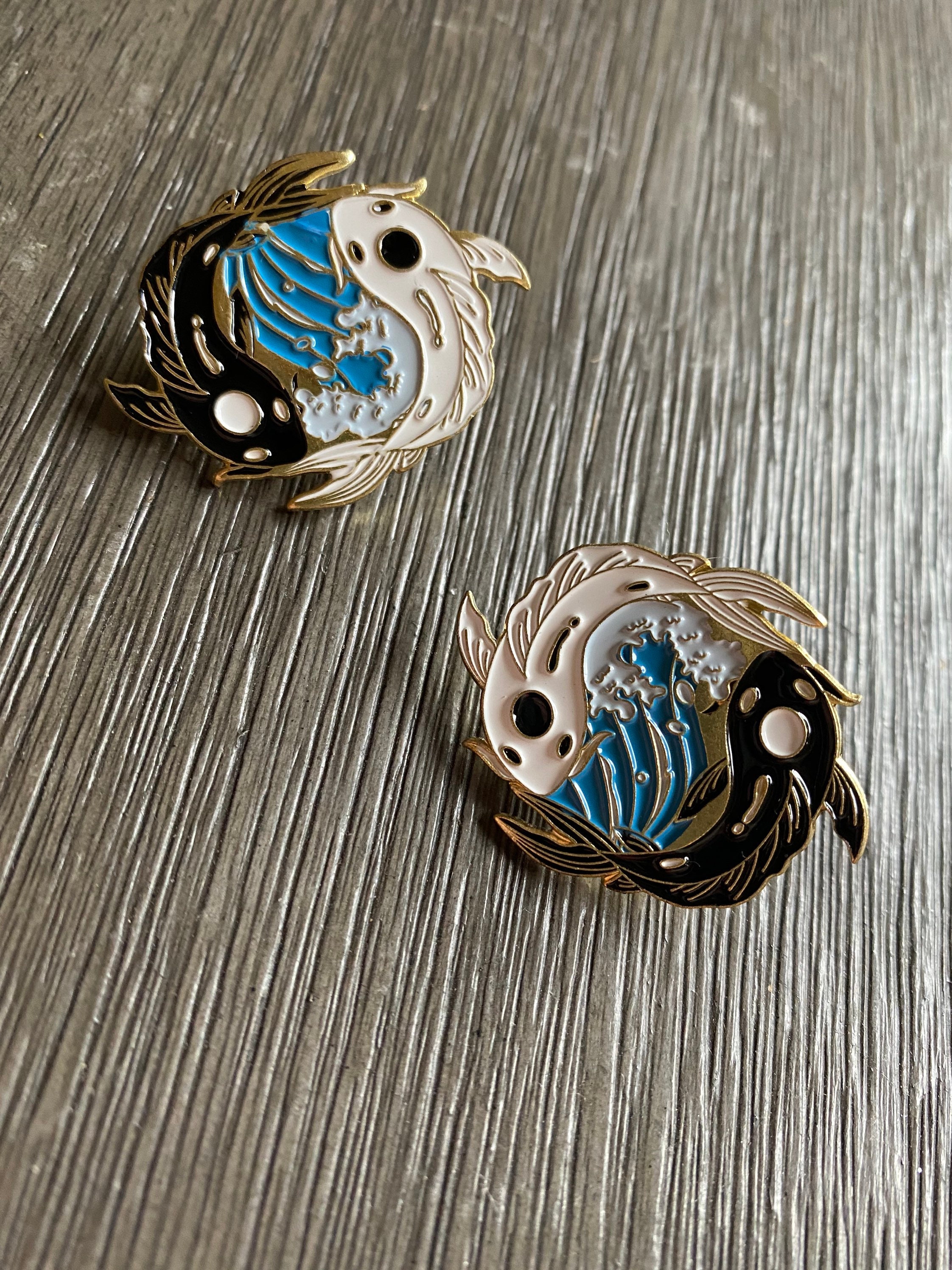 Yin Yang Enamel Pin: Koi Fish or Cat Design - Etsy