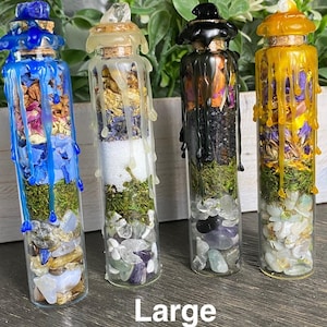 Custom Dry Herb Spell Jar: Crystals, Herbs, and Flowers Large Spell Jar 25ml