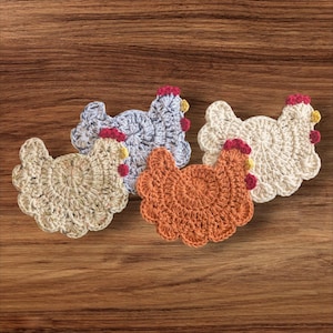 Crochet Chicken Coasters 100% Cotton | Handmade Crochet Coaster