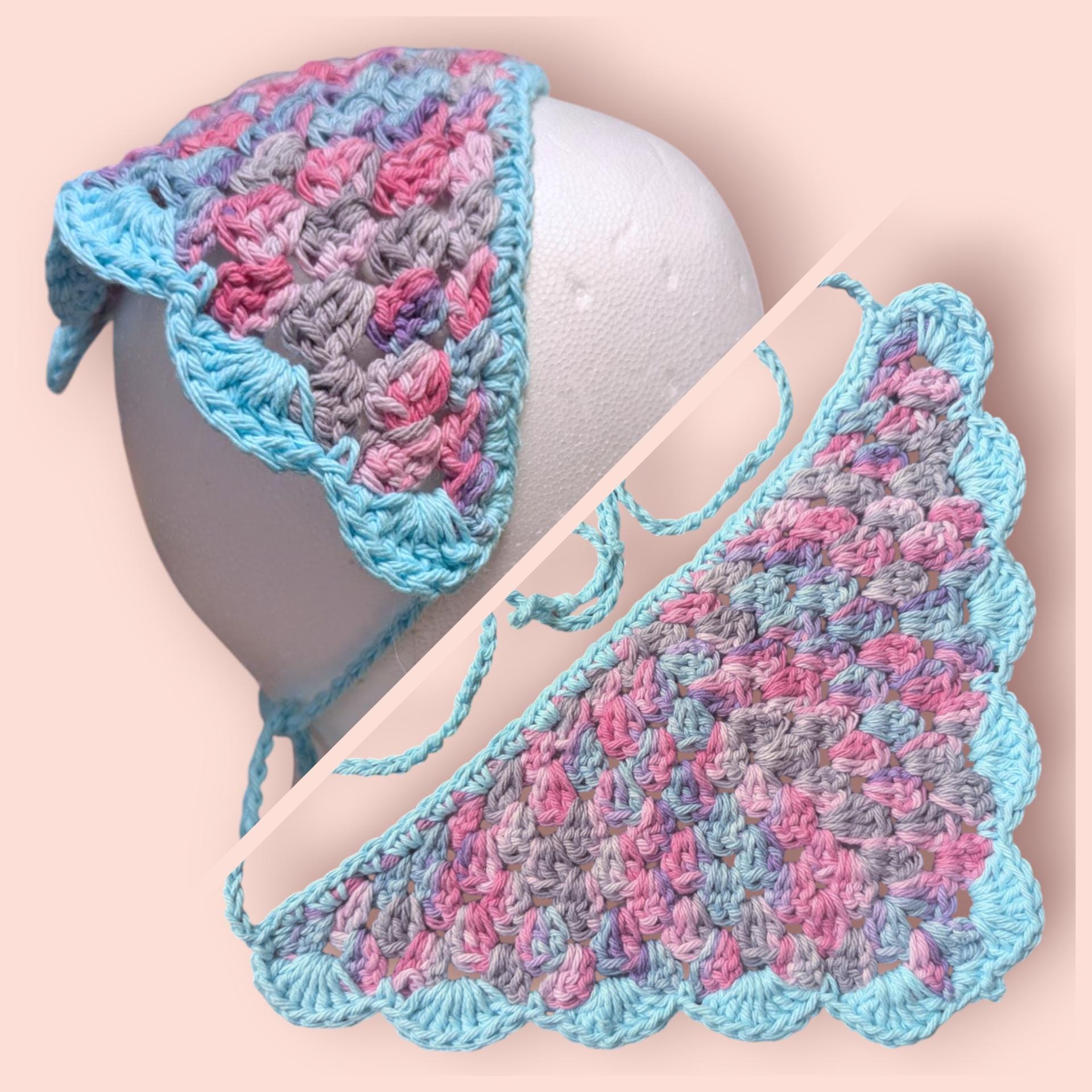 Light Blue Pink Purple and Gray Variegated Cotton Crochet  display picture 3
