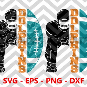Delfine Bundle Distressed Football Half player svg, Dolphins Team svg, Football Spieler svg, Half Player svg