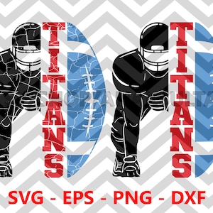 Titans Bundel Distressed Football Half Player svg, Titans Team svg, Football Player svg, Half Player svg