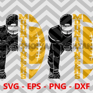 Mountaineers Bundle Distressed Football Half Player svg, Mountaineers Team svg, Football Player svg, Half Player svg, ANS007