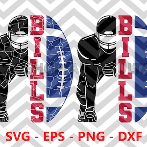Bills Bundle Distressed Football Half Player svg, Bills Team svg, Football Spieler svg, Half Player svg