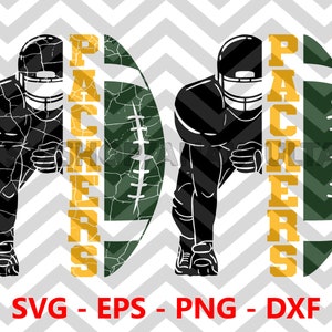 Packers Bundle Distressed Football Half player svg, Packers Team svg, Football Spieler svg, Half Player svg
