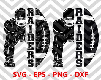 Raiders Bundle Distressed Football Half Player svg, Raiders Team svg, Football Player svg, Half Player svg