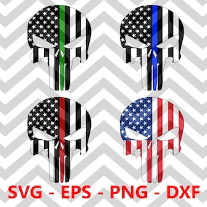 American Flag Punisher SVG, American Flag Punisher Silhouette Cut Files, Vector American Flag Punisher Clipart, Punisher Svg Dxf Dxf Png