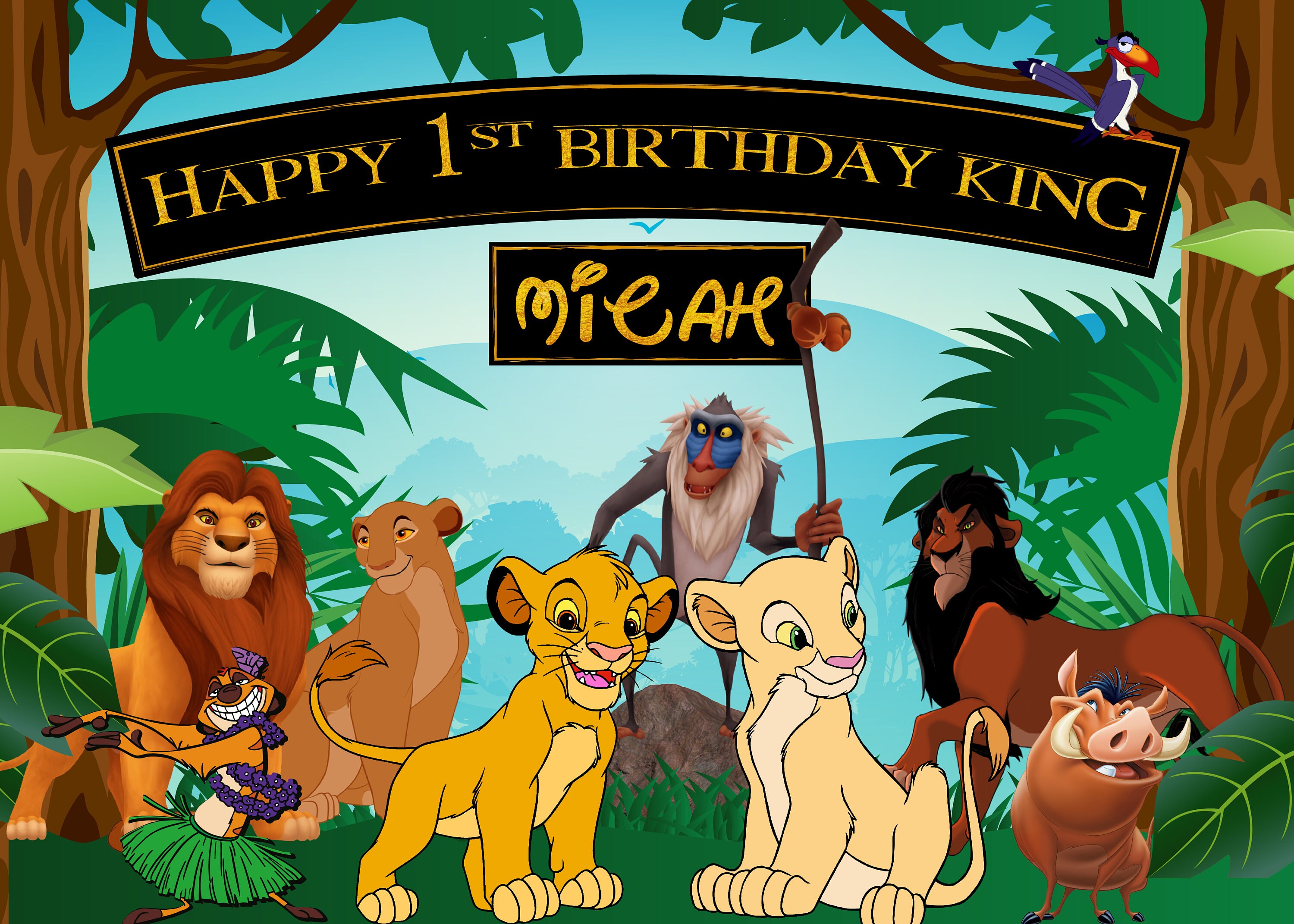 Custom Backdrop Lion King Birthday Decoration Personalize Etsy
