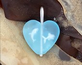 Unique extra large baby blue tumbled lamp work sea-life heart