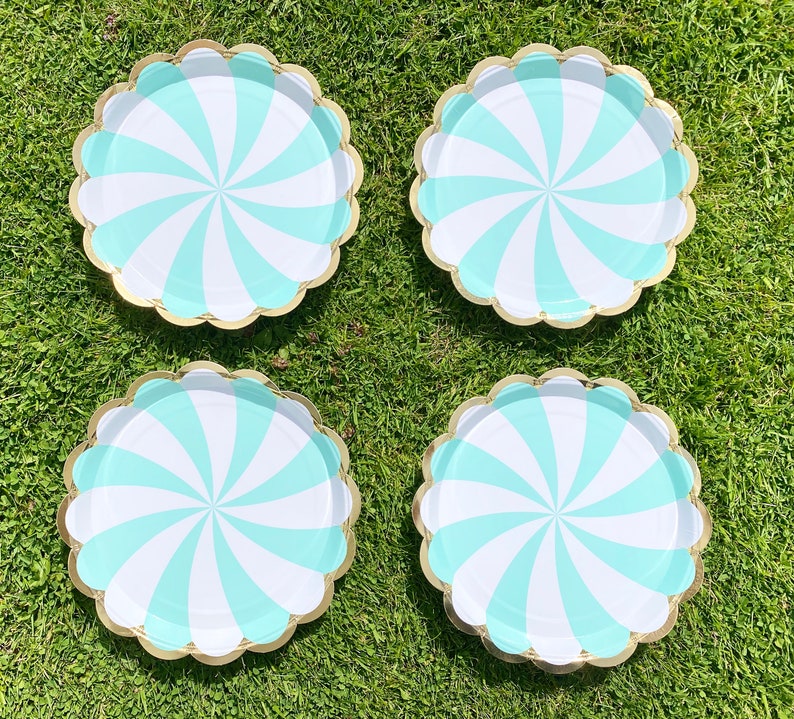 Green Candy Stripe Small Plates Party Plates Party Etsy
