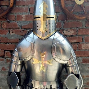 Kleding Gender-neutrale kleding volwassenen Pakken Middeleeuwse Armor Arm & Leg Guard Armor Sallet Helm Templar Breastplate Armor Jacket Set 