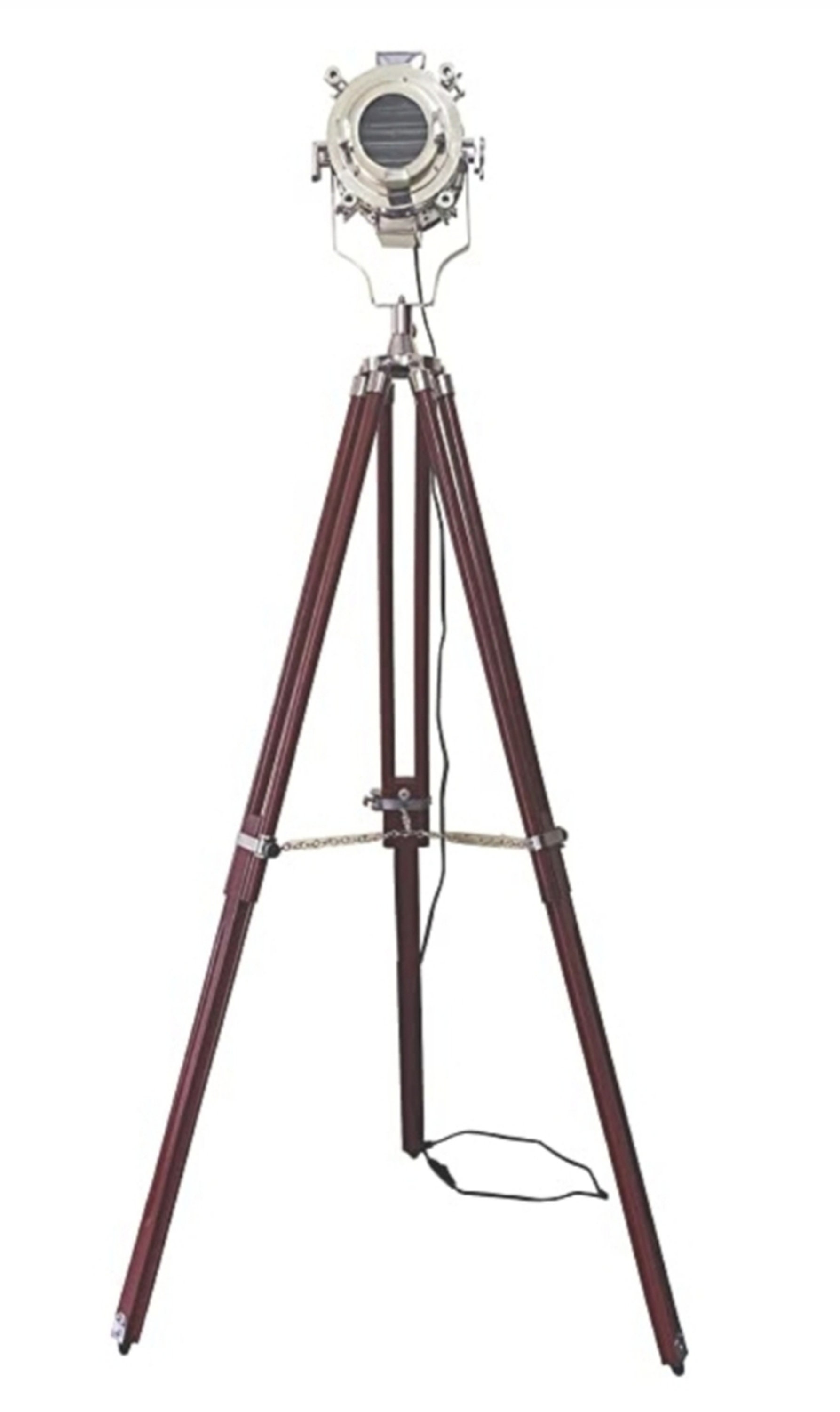 Studio Theater Floor Lamp Chrome Finish Spotlight Wooden Tripod Lamp Modern Theater Floor Lamp