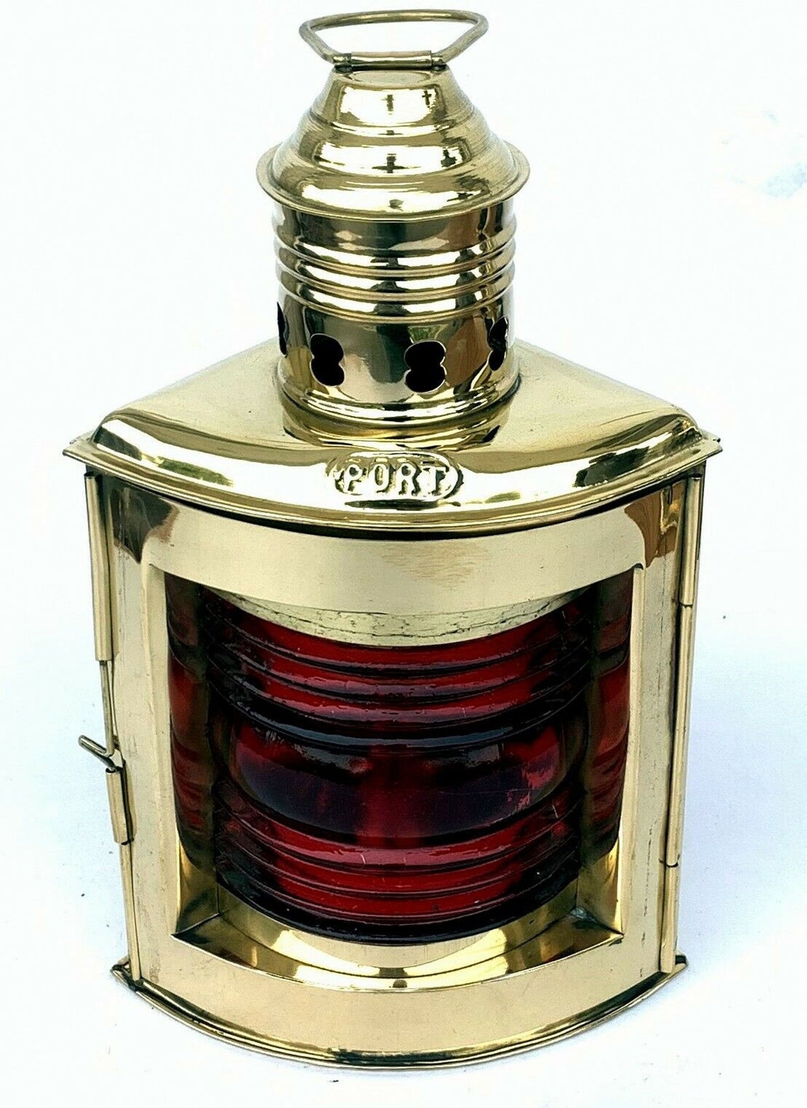 25,4cm Vintage Messing Öllampe - Nautische Laterne Maritim Deko