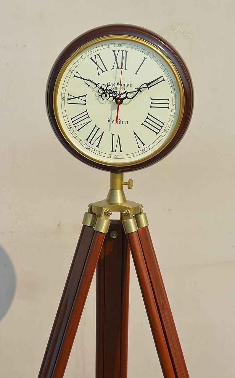 Big Tripod Stand Clock Wooden Clock Living Room Corner Standing Clock