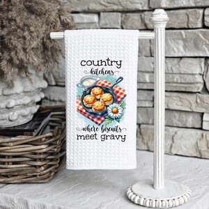 Toalha de cozinha estilo country com trama de waffle: decoração de fazenda com tema de biscoito
