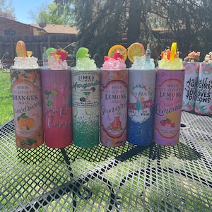 3D Summer Drink Ice Tumblers, Vacation Tumbler, Glow in Dark Tumbler, 3d Ice Lid, Unique Gifts for Sisters, Birthday Gift for Bestie