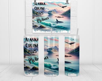 Alaska Kreuzfahrt 2026 personalisierter Becher Glow In Dark 20 Unzen Skinny Cruise Geschenk