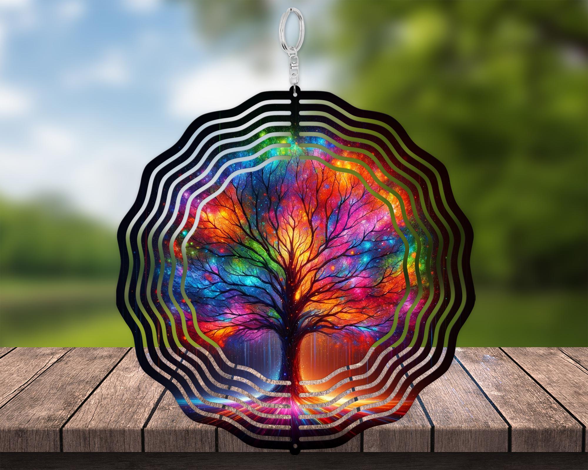 Tree of Life Wind Spinner, Galaxy Tree Decor, Colorful Spiritual