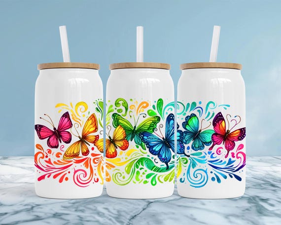 Rainbow Butterfly Stainless Steel Tumbler: 16oz Insulated Travel Mug - Etsy  Israel