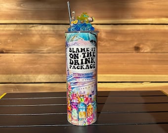 Cruise Tumbler with Removable 3D Drink Package Topper 20oz Skinny Cup