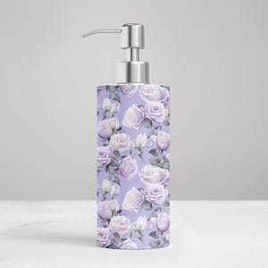 Purple Roses Stainless Steel Soap Dispenser: Elegant Bathroom Decor