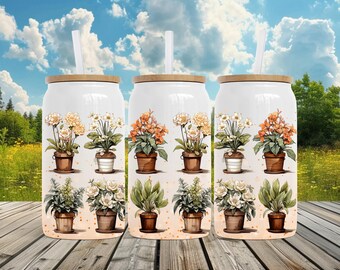 Vaso térmico con diseño floral, taza aislante para amantes de las plantas, regalo para jardineros, vaso de acero inoxidable de 473 ml con diseño botánico.