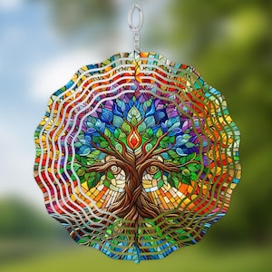 Tree of Life Wind Spinner: Rainbow Garden Decoration