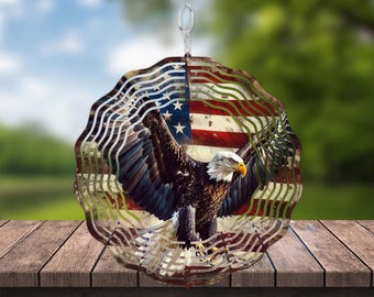 American Eagle Wind Spinner 10 Inch Metal Garden Decor Patriotic