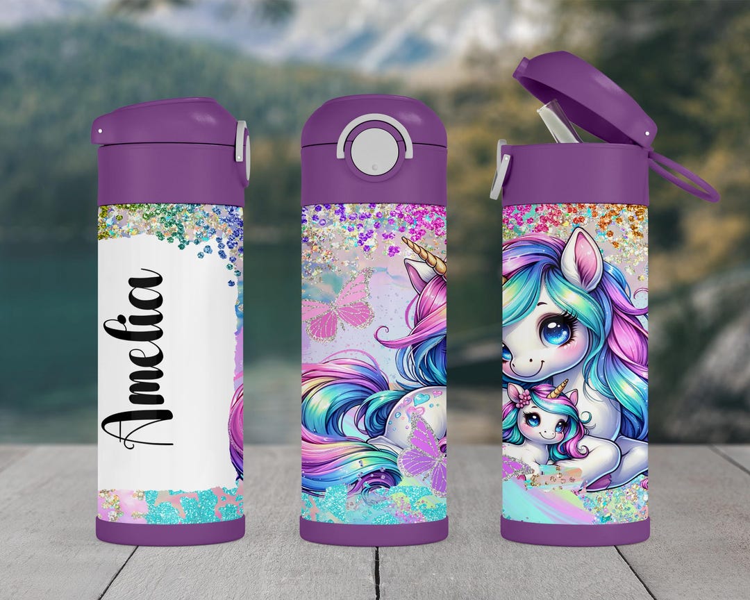 Personalized Unicorn Kids Tumbler: 12oz Flip Top Water Bottle - Etsy
