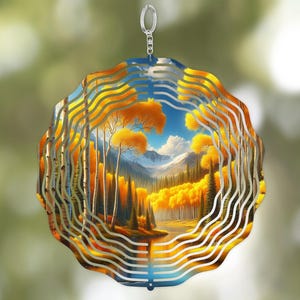 Fall Aspen Trees Wind Spinner: 3D Aluminum Garden Decor