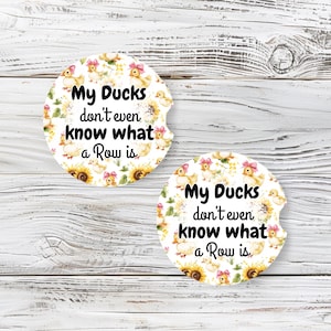 Cute Duck Sandstone Car Coasters, Funny Quote Car Coasters, Stocking Stuffers for Her, Funny Car Accessories, Cup Holder Coasters, New Car