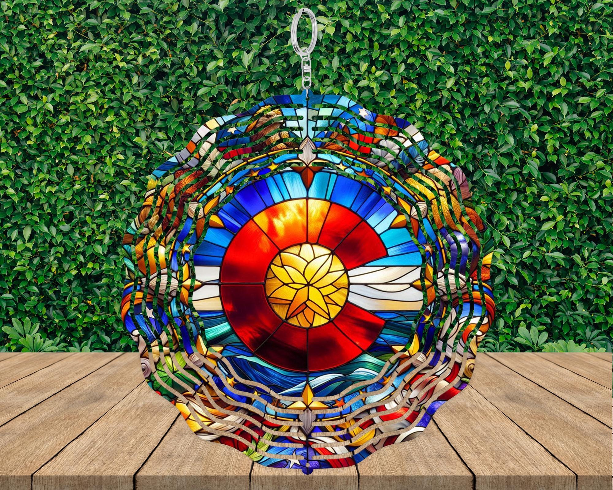 Colorado Logo Wind Spinner: Faux Stained Glass, Garden Decor