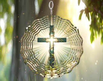 Cross Wind Spinner: Spiritual Outdoor Decor (Durable Aluminum)
