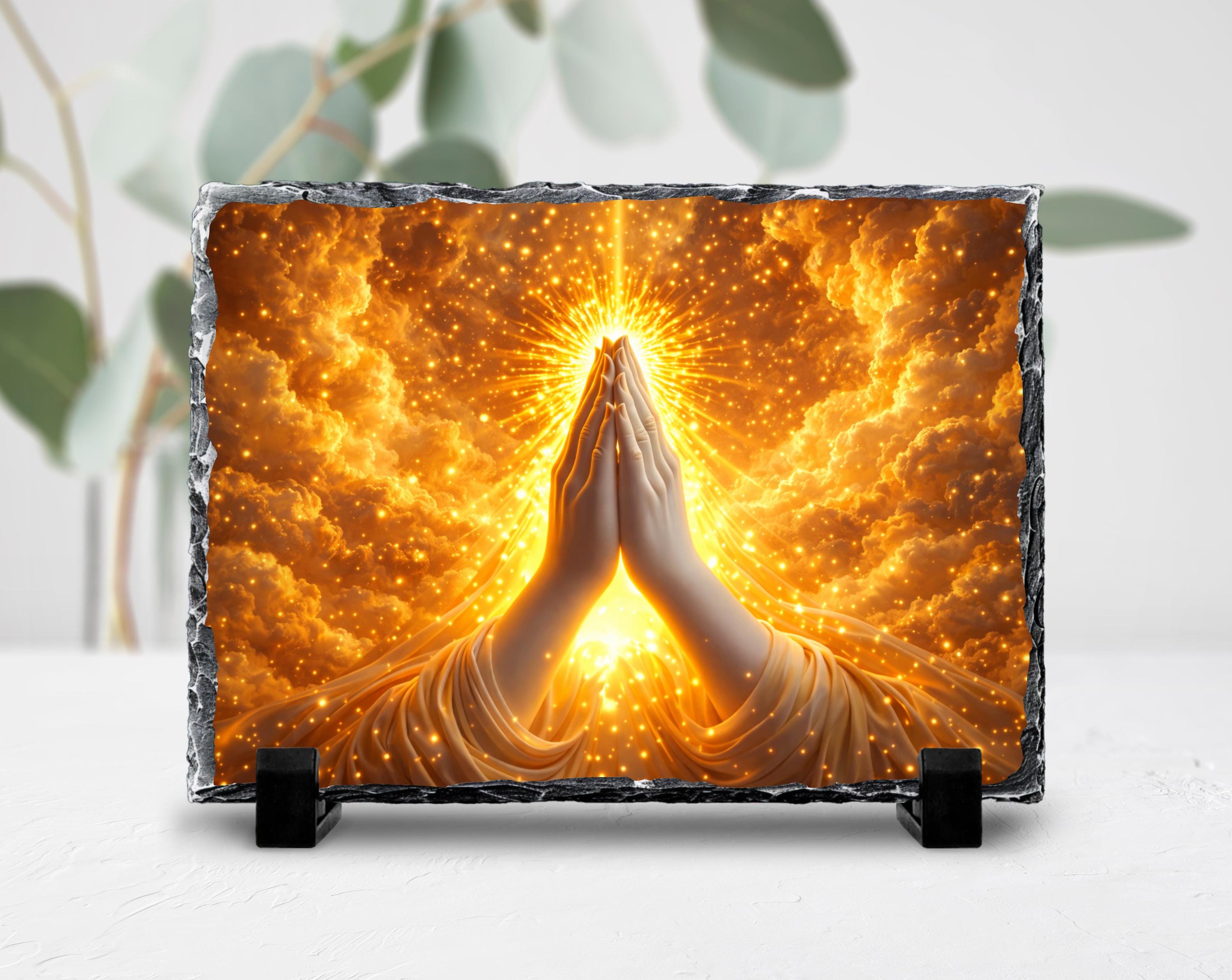 Praying Hands Slate Print Christian Faith Sublimation Religious